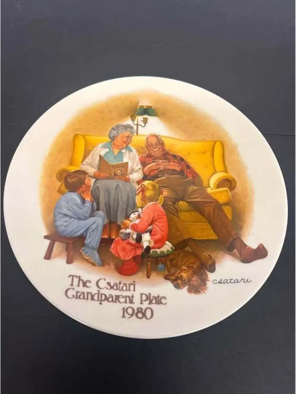 Knowles Joseph Csatari 'The Bedtime Story' Grandparent Plate 1980